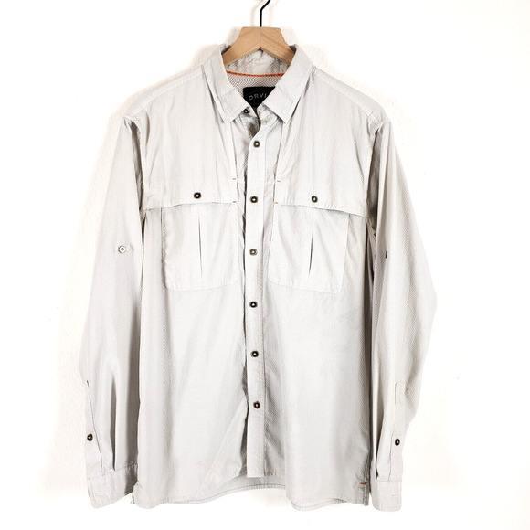 Orvis Searsucker Off White SIZE M Off White Long Sleee Button Down Shirt - Picture 12 of 12
